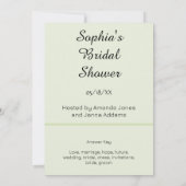 緑と花ブライダル緑の単語スクランブルゲーム 招待状 (裏面)