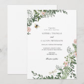 緑と花結婚の 招待状 (正面/裏面)