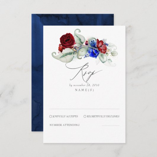緑と花鮮やかボヘミアンウェディングRSVP 出欠カード (正面/裏面)