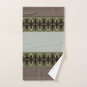 緑と茶色のアクセント付きのパターン バスタオルセット (ハンドタオル)