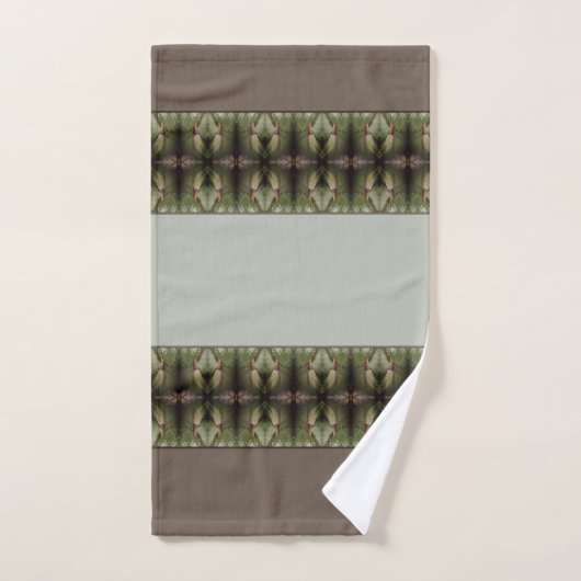 緑と茶色のアクセント付きのパターン バスタオルセット (ハンドタオル)