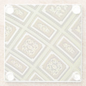 緑と茶色のアーキテクチャプリント ガラスコースター (裏面)