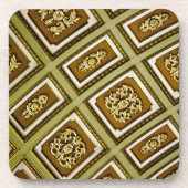 緑と茶色のアーキテクチャプリント コースター (正面)