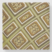 緑と茶色のアーキテクチャプリント ストーンコースター (正面)