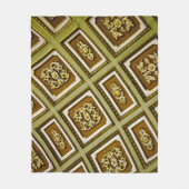 緑と茶色のアーキテクチャプリント フリースブランケット (正面)