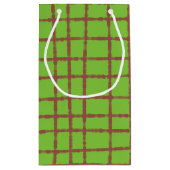 緑と茶色のチェックパターエレガントンとユニーク スモールペーパーバッグ (裏面)