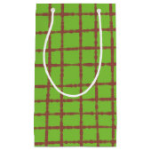 緑と茶色のチェックパターエレガントンとユニーク スモールペーパーバッグ (正面)