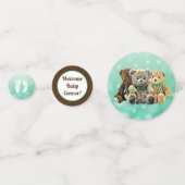 緑と茶色のテディベアをテーマ コンフェッティ (裏面)