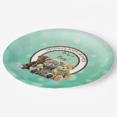 緑と茶色のテディベア少年の赤ちゃんシャワー ペーパープレート (アングル)