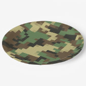 緑と茶色のデジタルカモフラージュ紙プレート ペーパープレート (アングル)