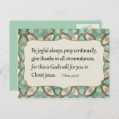 緑と茶色のパターンは喜ばしい聖書の詩 ポストカード (正面/裏面)