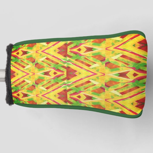 緑と茶色のパターン ゴルフヘッドカバー (正面)