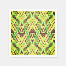 緑と茶色のパターン スタンダードカクテルナプキン