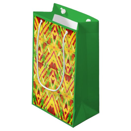 緑と茶色のパターン スモールペーパーバッグ (正面アングル)