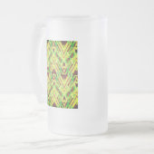 緑と茶色のパターン フロストグラスビールジョッキ (正面左)