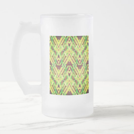 緑と茶色のパターン フロストグラスビールジョッキ (左)