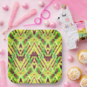 緑と茶色のパターン ペーパープレート (パーティー)