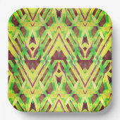 緑と茶色のパターン ペーパープレート (正面)