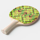 緑と茶色のパターン 卓球ラケット (正面アングル)