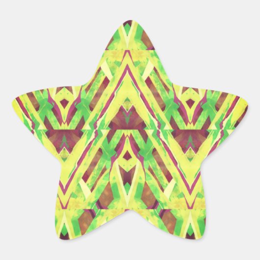 緑と茶色のパターン 星シール (正面)