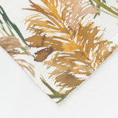 緑と茶色のパンパスグラスモノグラム フリースブランケット (角)