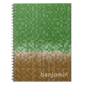 緑と茶色のピクセルマイナー(名前をカスタムする) ノートブック (正面)