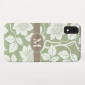 緑と茶色のフローラ名/イニシャル Case-Mate iPhoneケース (裏面(横))