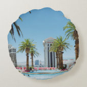 緑と茶色のヤシの木 ラウンドクッション (裏面)