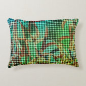 緑と茶色の同様のドライストローのバスケットスタイル アクセントクッション (正面)