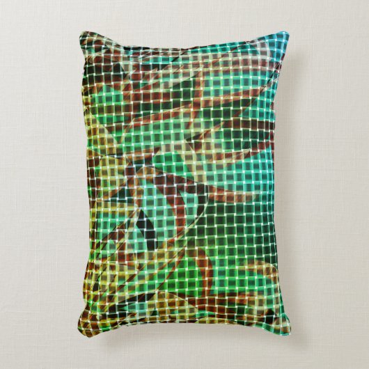 緑と茶色の同様のドライストローのバスケットスタイル アクセントクッション (正面(垂直))