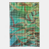 緑と茶色の同様のドライストローのバスケットスタイル キッチンタオル (縦)