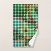 緑と茶色の同様のドライストローのバスケットスタイル バスタオルセット (ハンドタオル)