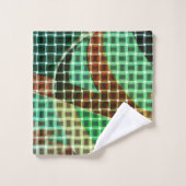 緑と茶色の同様のドライストローのバスケットスタイル バスタオルセット (ウォッシュタオル)