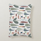 緑と茶色の樹木林の葉パターン アクセントクッション (裏面(縦))