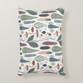 緑と茶色の樹木林の葉パターン アクセントクッション (正面(垂直))