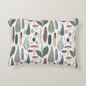 緑と茶色の樹木林の葉パターン アクセントクッション (裏面)