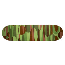 緑と茶色の球体スケートボードデッキ