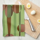 緑と茶色の球 キッチンタオル (四つ折り)