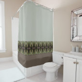 緑と茶色の色合いの装飾ミックス シャワーカーテン (インサイチュ)