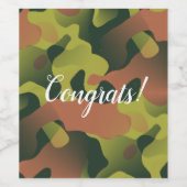 緑と茶色の迷彩模様 ワインラベル (シングルラベル)