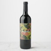 緑と茶色の迷彩模様 ワインラベル (正面)