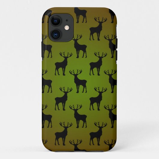 緑と茶色の鹿のシルエット柄 Case-Mate iPhoneケース (裏面)