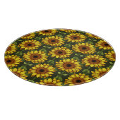 緑と茶色の黄色のオレンジ色のひまわり カッティングボード (角)