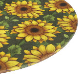 緑と茶色の黄色のオレンジ色のひまわり カッティングボード (角)