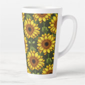 緑と茶色の黄色のオレンジ色のひまわり カフェラテマグ (右)