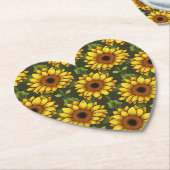 緑と茶色の黄色のオレンジ色のひまわり ペーパーコースター (アングル)