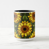 緑と茶色の黄色のオレンジ色のひまわり マグカップ (中央)