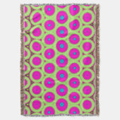 緑と茶色の70インスパイアのネオンピンクの円 スローブランケット (正面縦)