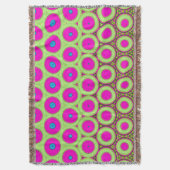 緑と茶色の70インスパイアのネオンピンクの円 スローブランケット (正面縦)