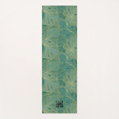 緑と葉金ゴールドの緑豊かなヤシの模様 ヨガマット (正面)